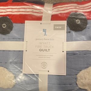 Brand new pottery barn kids twin Watt fire truck quilt